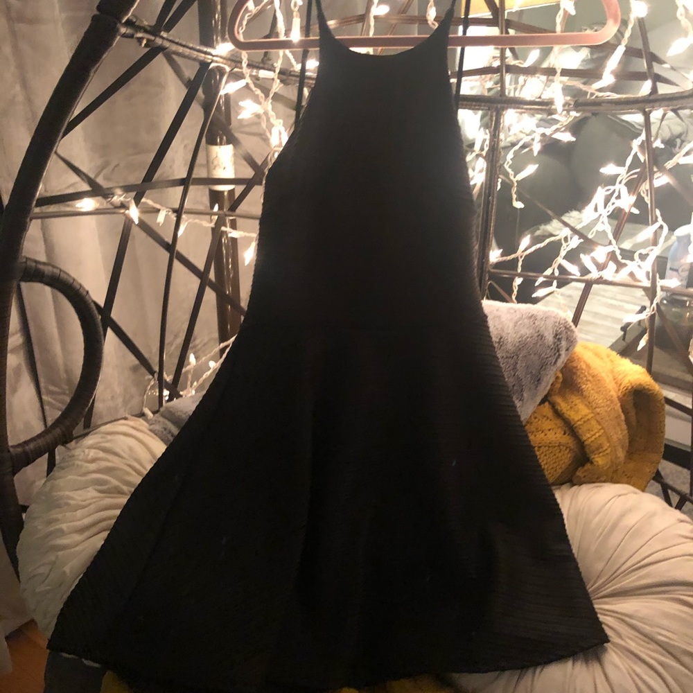 High neck little black dress with low back